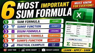 6 Most Important SUM Formulas in Excel | SUMIF, SUMIFS, DSUM & SUBTOTAL
