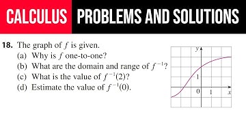 18. The graph of f is given. (a) Why is f one-to-one? (b) What are the domain and range of f^(-1)?