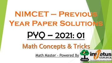 NIMCET Paper Solution 2021 - 01| NIMCET Solved Paper | Impetus Gurukul