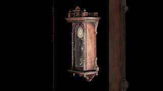 Clock 3D render & wireframe