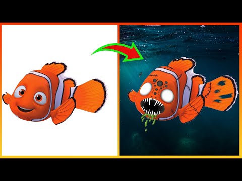 Creepy Cartoon Art - Finding Nemo Full Characters Turn Into Zombies| Makeup For Halloween Ideas