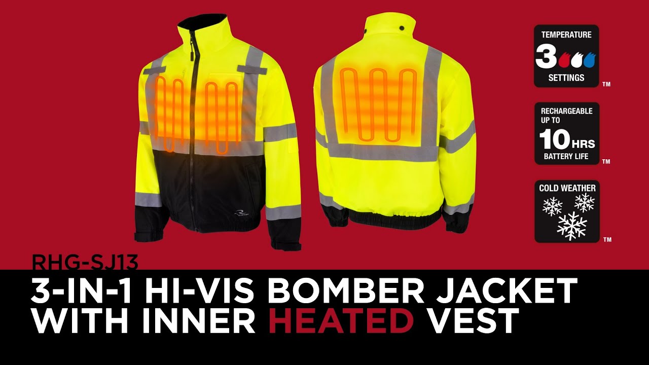 Radians RHG-SJ13G 3-in-1 Class 3 Hi-Vis Bomber Jacket with Inner Heate