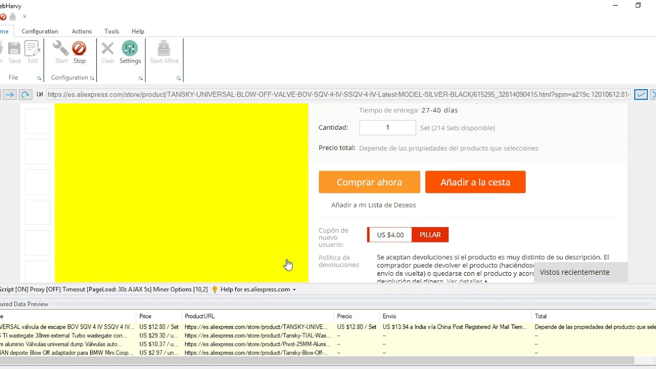 Aliexpress: Extracting product details from Stores | Webharvy | Category Scraping