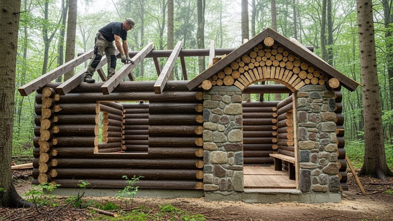 Man Builds a Cozy Wooden Cabin in the Amazon Forest in 30 Days | Bushcraft, Survival