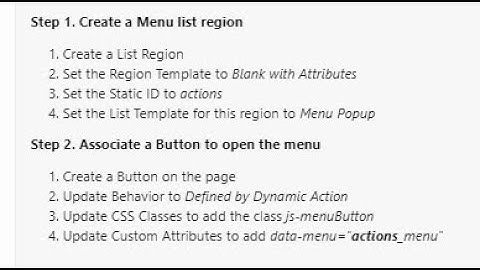 Associate a Button into Popup Menu in Oracle APEX || xfactor || Button Menu