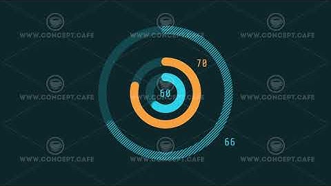 Animated HUD infographic element group of circular sliders.