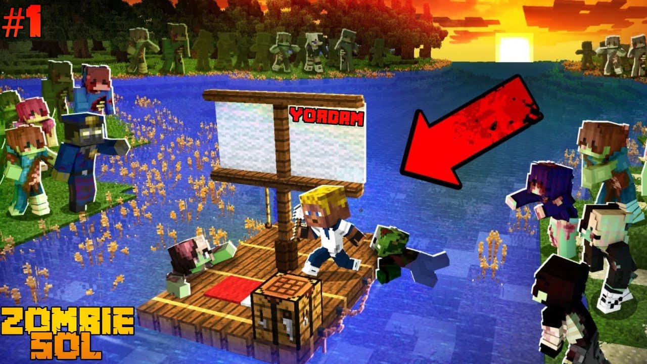 Zombi apokalipsisida daryoda yog'ochli solda  omon qolish #1 | MINECRAFT | UZBEK TILIDA