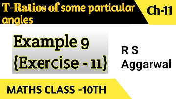 Class 10th maths I T-Ratios of some specific angles I Example - 9 (Ex-11)Ed-Venture