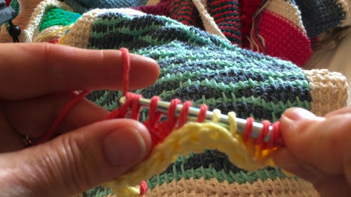 Tunisian Crochet: Afghan Sampler Block 47 (Bi-color Stripes) 