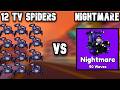 12 TV SPIDERS VS NIGHTMARE MODE IN CAMERAMAN TOWER DEFENSE....