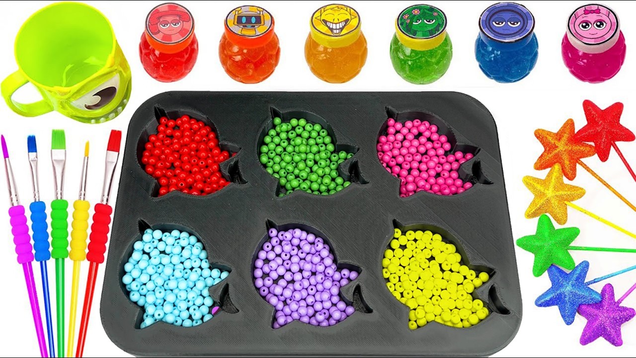 Oddly Satisfying Video | How to Make Rainbow Beads in Baby Shark Box Mixing Color Sprunki Sound ASMR