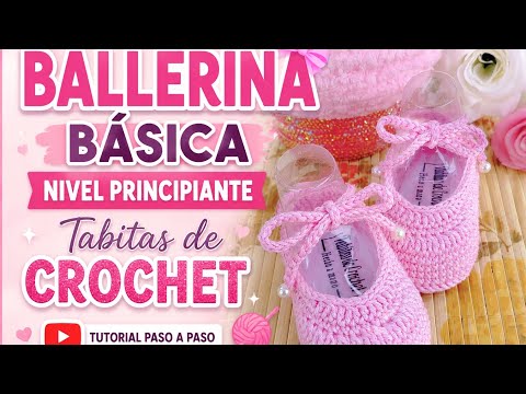 Tutorial paso a paso de zapatito ballerina a crochet para bebé de 0 a 3 meses.