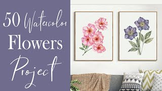 50 Watercolor Flowers Project | Botanical Paintings