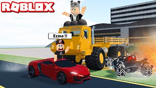 Canavar Kamyon ile Onları Ezdim!! Araba Kapışması - Panda ile Roblox Car Crushers 2 screenshot 4