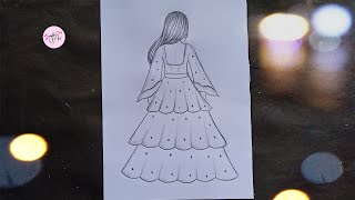How To Draw A Girl Wearing Beautiful Dress Girl Drawing Snigdha Banik Art