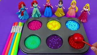 Satisfying Video I How to make Rainbow Disney Princess and Glossy Paint Pool Cutting ASMR #71