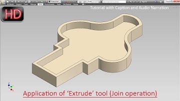 Application of ‘Extrude’ tool (Join operation) Autodesk Inventor Tutorial (with caption and audio)
