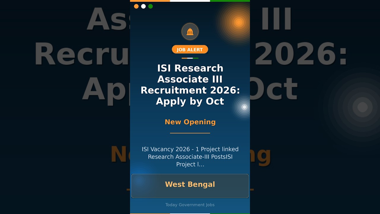 ISI Research Associate III Recruitment 2026: Apply by Oct