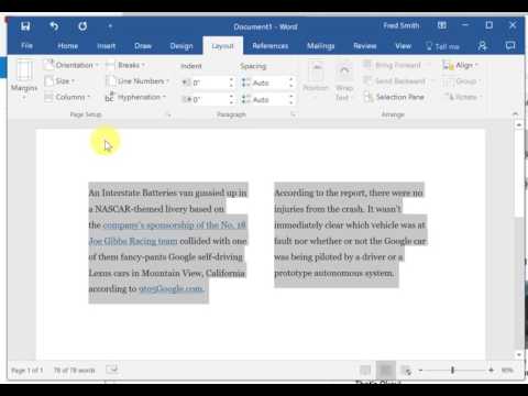 How to Split Text into 2 columns in Word