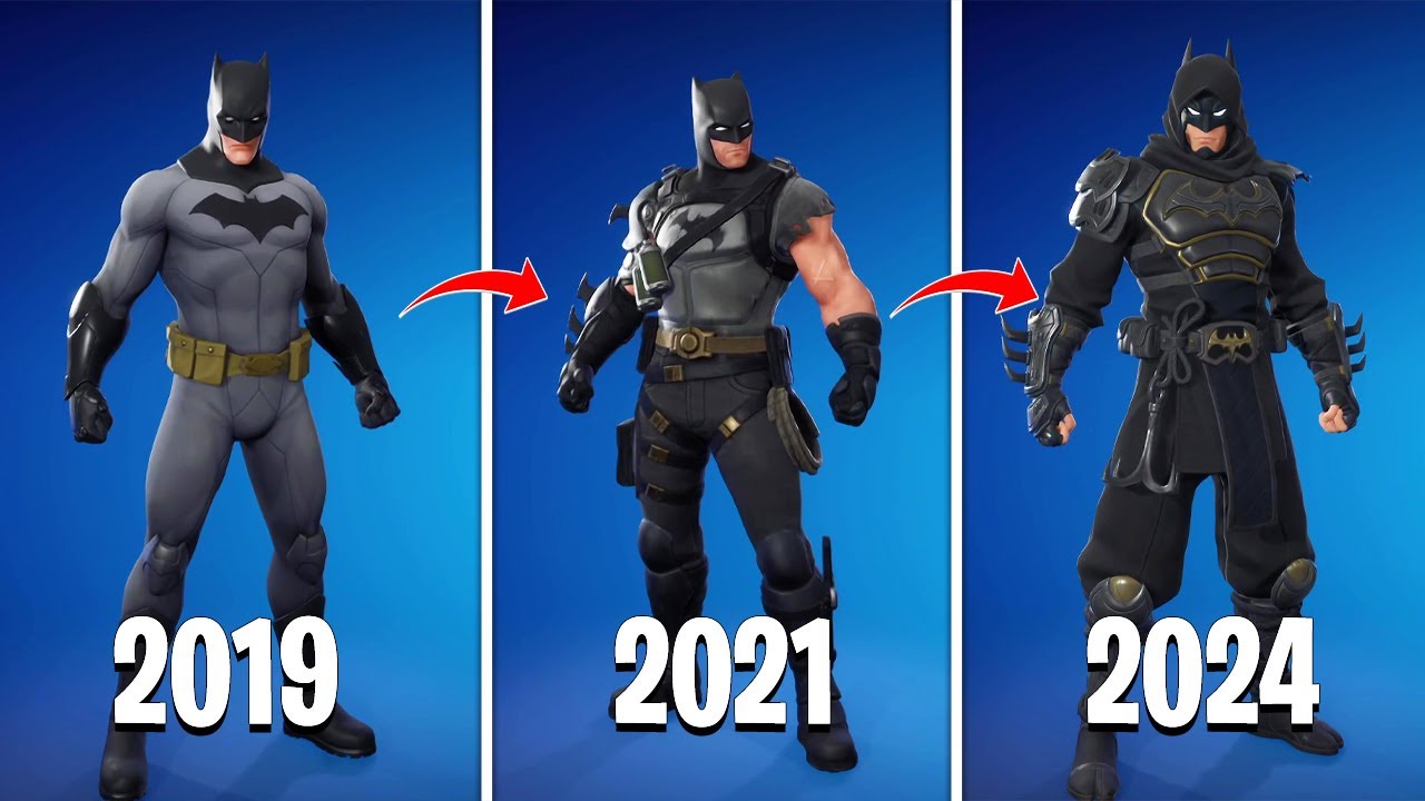 Evolution of Batman Skins in Fortnite (2017 - 2024)