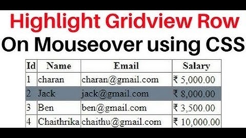highlight gridview row background color change on mouseover using css