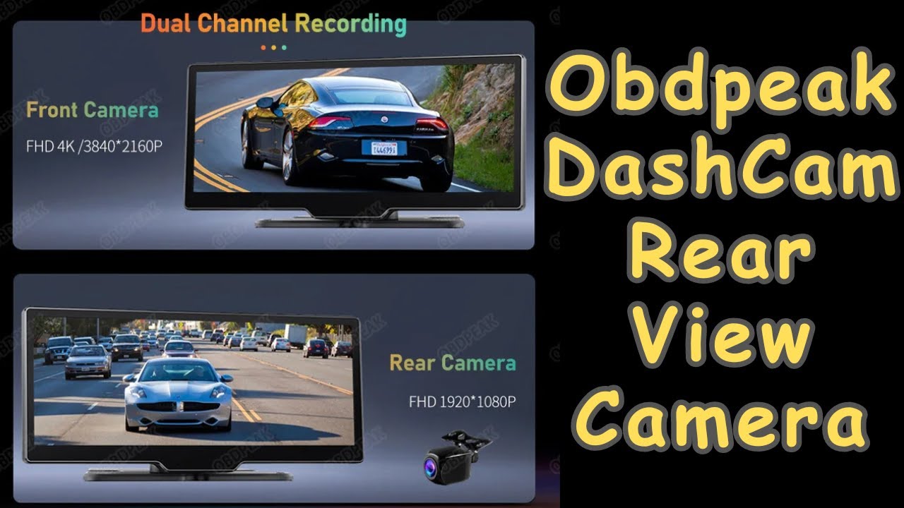 OBDPEAK-Caméra de tableau de bord avec caméra de recul, lecteur