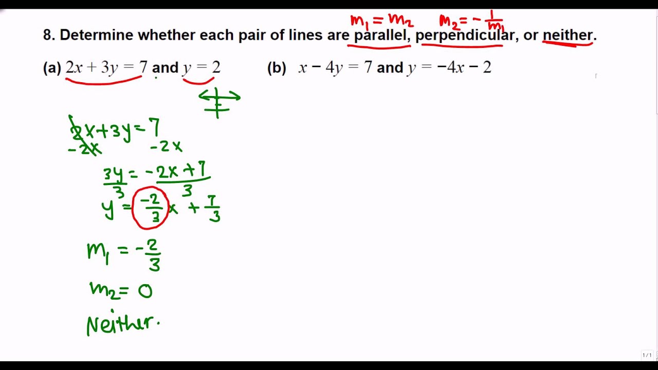 Parallel and Perpendicular lines (college algebra) - YouTube
