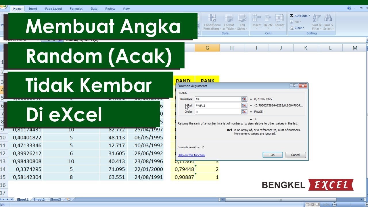 Cara Membuat Angka Random Tidak Kembar Di eXcel