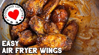 Air Fryer Chicken Wings Dry Rub & BBQ | Easy Air Fryer Wings | Cooking Up Love