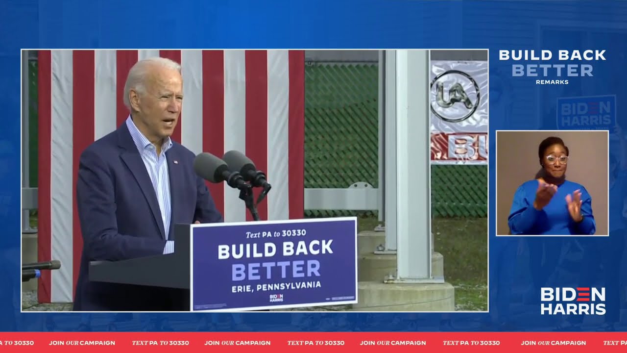 Live Joe Biden Speech On Building Back Better From Erie Pennsylvania Youtube