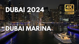 Dubai Marina Walk | Marina Mall | Night Walk | 4K UHD HDR 60 FPS