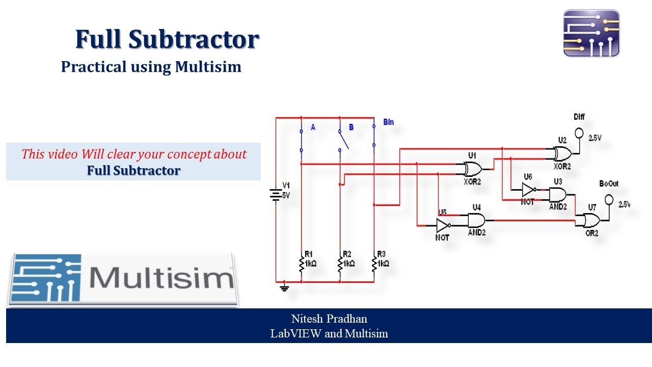 Full Subtractor Logic Diagram And Truth / 4 Bit Binary Adder Subtractor