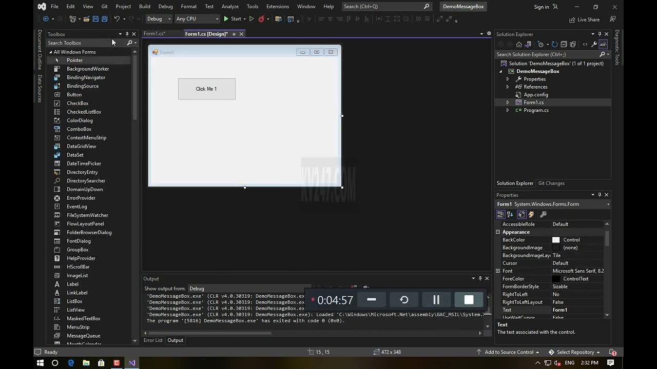 Demo MessageBox, C, Windows Form YouTube