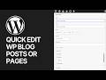 How To Quick Edit WordPress Blog Posts or Pages in 2026? WP Tutorial