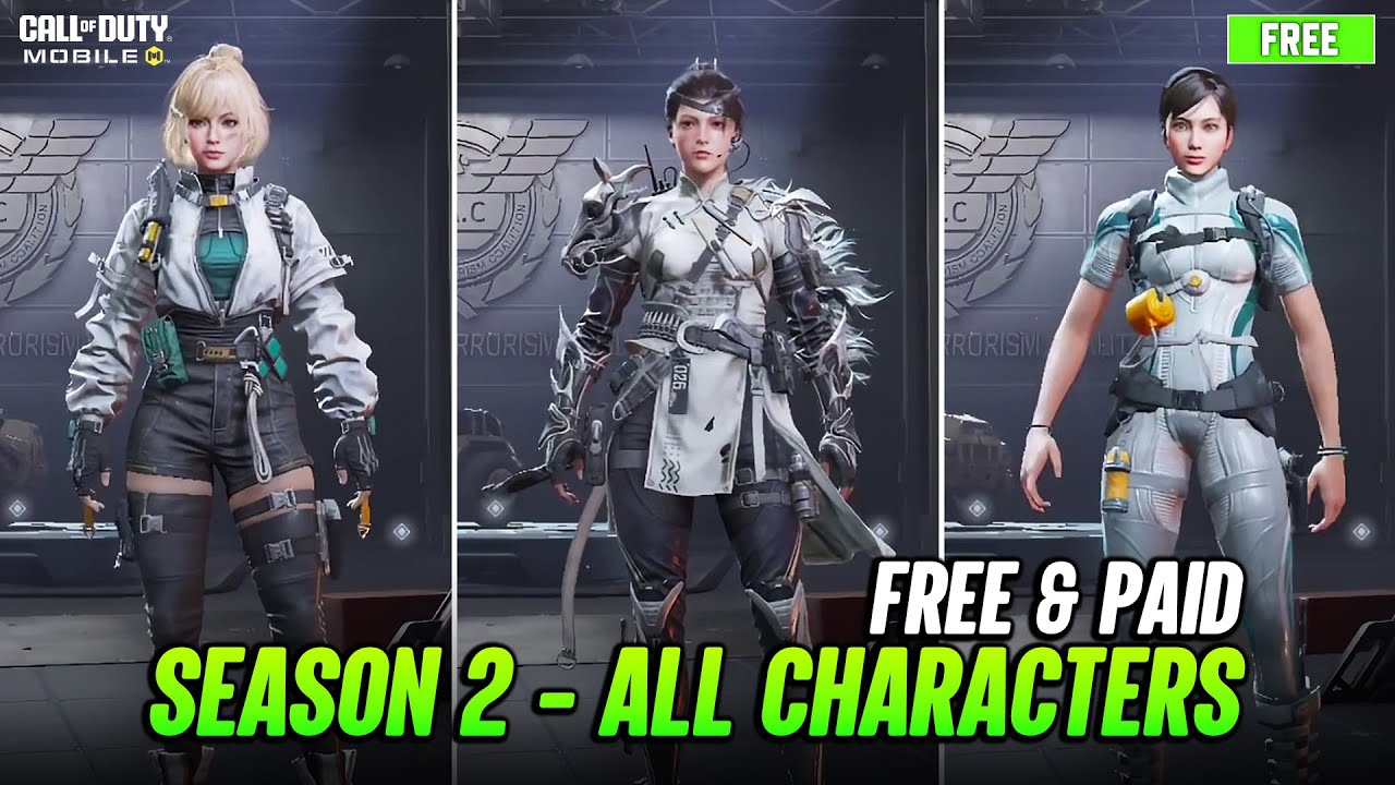 Season 2 All Free & Paid Characters - Battle Pass Skins CODM - COD ...