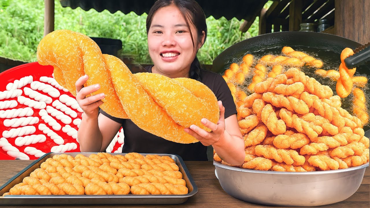 How to Make Crispy Sugar-Coated Twisted Donuts to Sell at Market with Single Mom