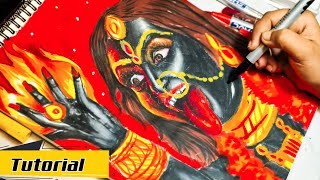 How To Draw Kali Mata Drawing, Diwali Special Drawing, Oil Pastel Drawing, Step By Step, Final Part