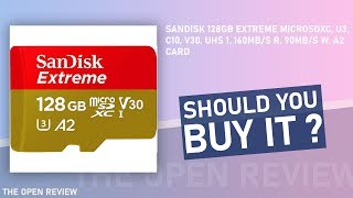 SanDisk 128GB Extreme microSDXC, U3, C10, V30, UHS 1, 160MB/s R, 90MB/s W, A2 Card