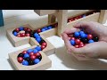 Marble Run Race ☆ Japanese Carpenter Wooden Course [Red, Black, Blue Marble]
