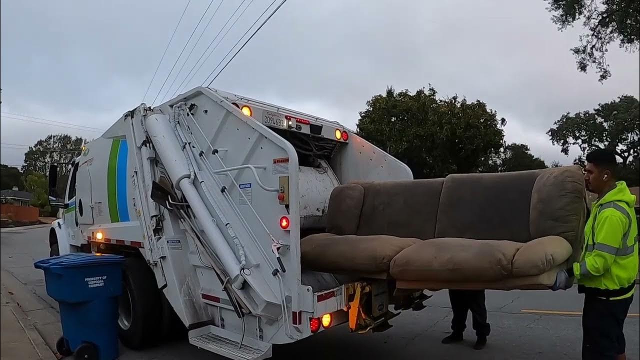 New Way Viper garbage truck crushing 2 couches! YouTube