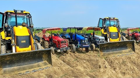 JCB 3dx Backhoe Loading Mud in Mahindra 475 Di tractor JCB miti khudai JCB cartoon #jcb #cartoon