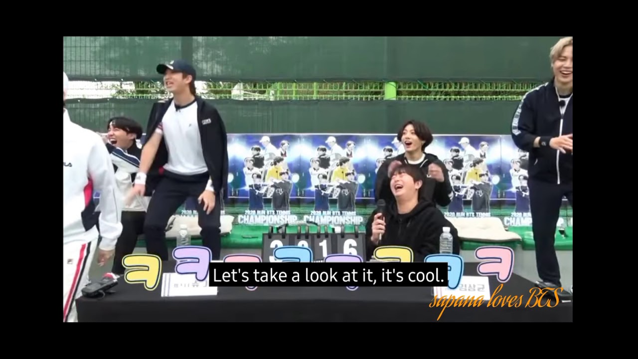 Tennis ball stuck in taehyung's racket.. soo funny moment YouTube