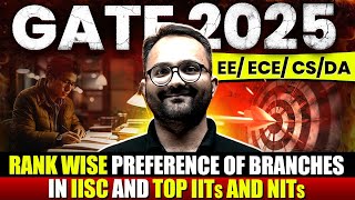 GATE 2025 | EE / ECE / CS / DA | Rank wise Preference of Branches in IISC and Top IITs and NITs