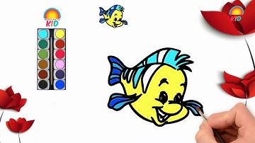Bé Tập Vẽ Và Tô Màu Con Cá | ❣ Có Hình Tải về | How to Draw and Color fish Youtube Videos for Kids