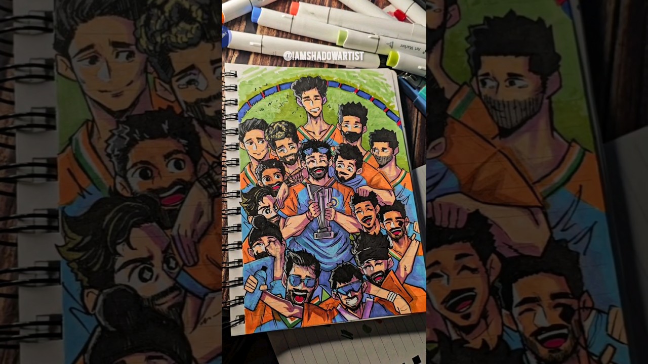 Drawing Undefeated Indian Cricket Team 🏏 🇮🇳 