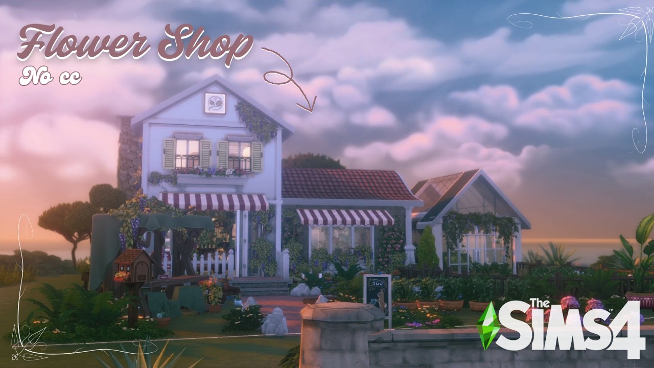 Cozy Flower Shop Speed Build | The Sims 4 No CC | Relaxing ASMR