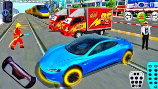 New Tesla EV & Kia Cargo Pickup Truck vs Bullet Train Crash Test - 3D Driving Class 2026 Gameplay🎮🚄 screenshot 5