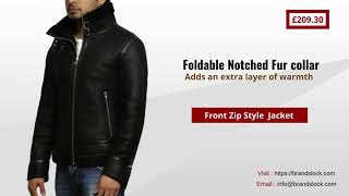 Men's Aviator Black B3 World War2 Real Shearling Sheepskin Flying Jacket -Felix