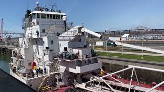 Great lakes Freighter Great Republic at the Soo Locks