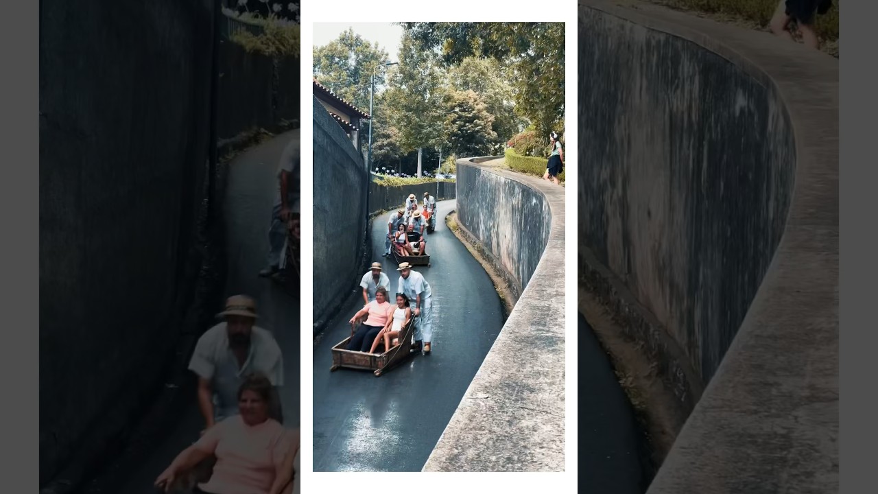 Madeira Toboggan Ride (Traditional Wicker Basket Sledges) #madeira #traveling #toboggan #portugal